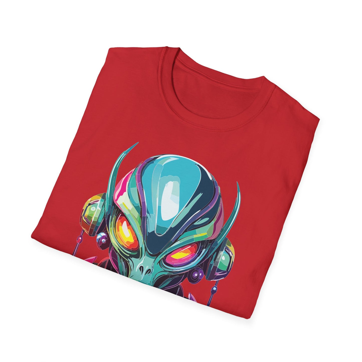 Alien Cosmos Unisex Cotton T Shirt With Alien Artwork Softstyle Ring Spun Cotton 64000