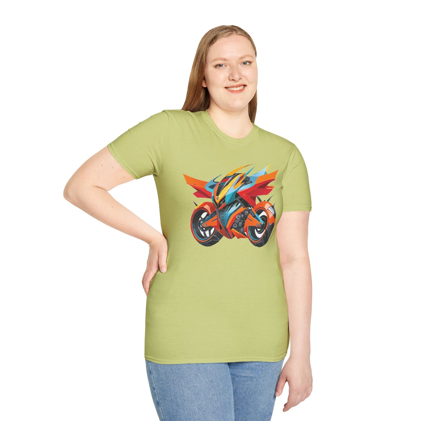 Unisex Bike T Shirt With Motorcycle Art Design Graphic Tee Softstyle 64000 Cotton