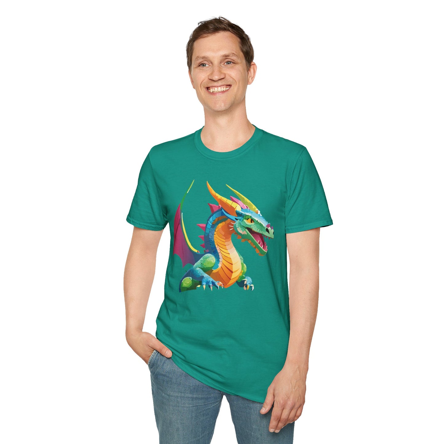 Unisex Dragon Graphic Tee Softstyle Short Sleeve T Shirt Made From Ring Spun Cotton