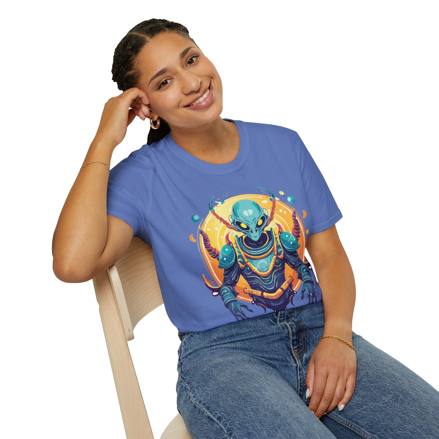 Cosmos Alien T Shirt Unisex Softstyle Short Sleeve Tee With Alien Art Design Artwork