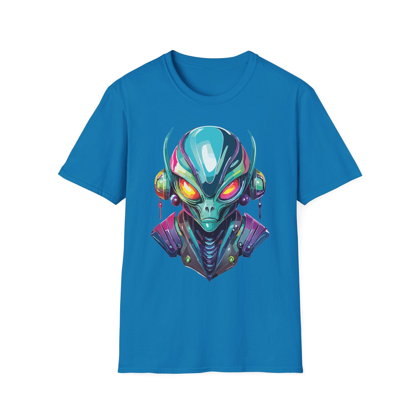 Alien Cosmos Unisex Cotton T Shirt With Alien Artwork Softstyle Ring Spun Cotton 64000