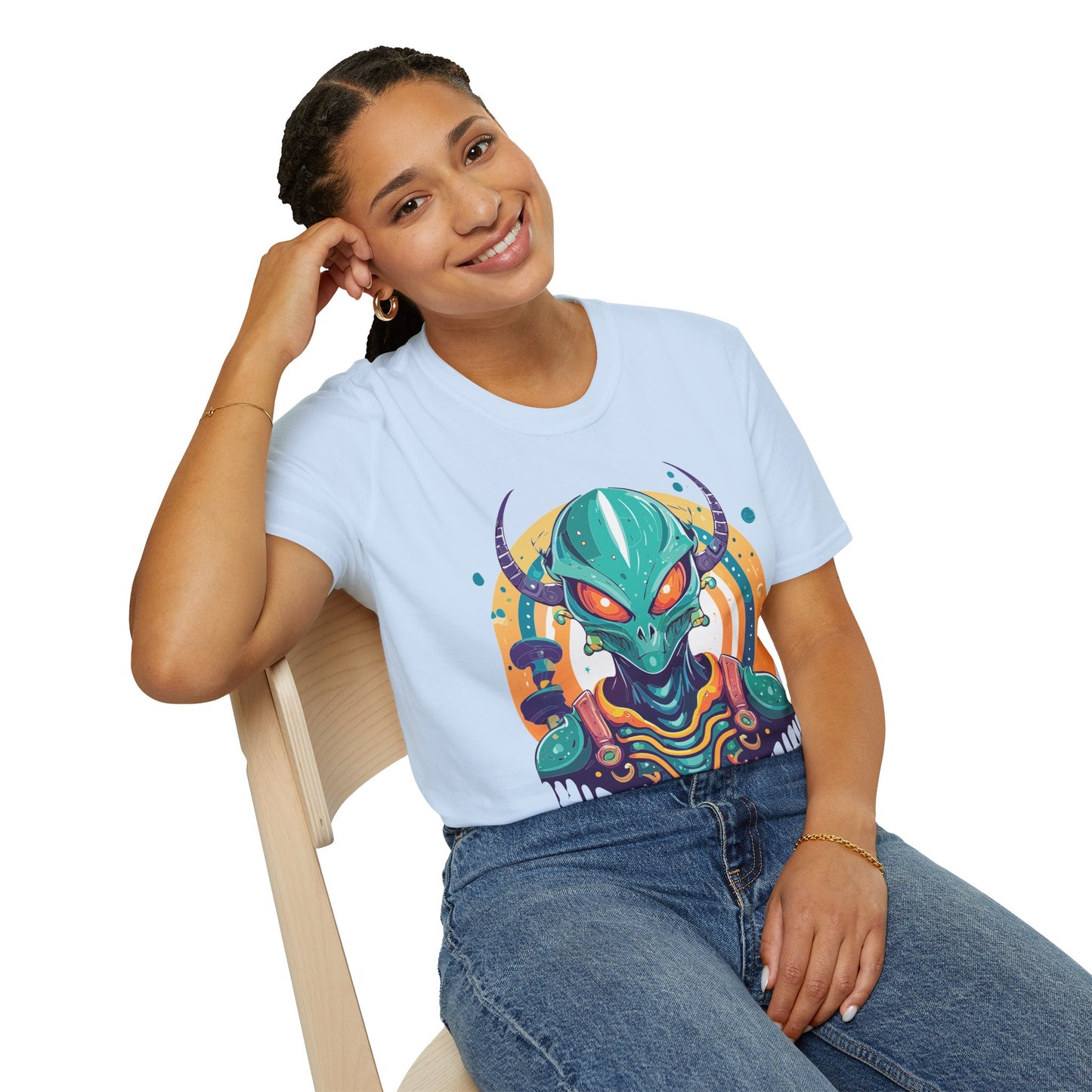Alien T Shirt Cosmos Shirt Unisex Softstyle Tee 100 Percent Ring Spun Cotton Short Sleeve