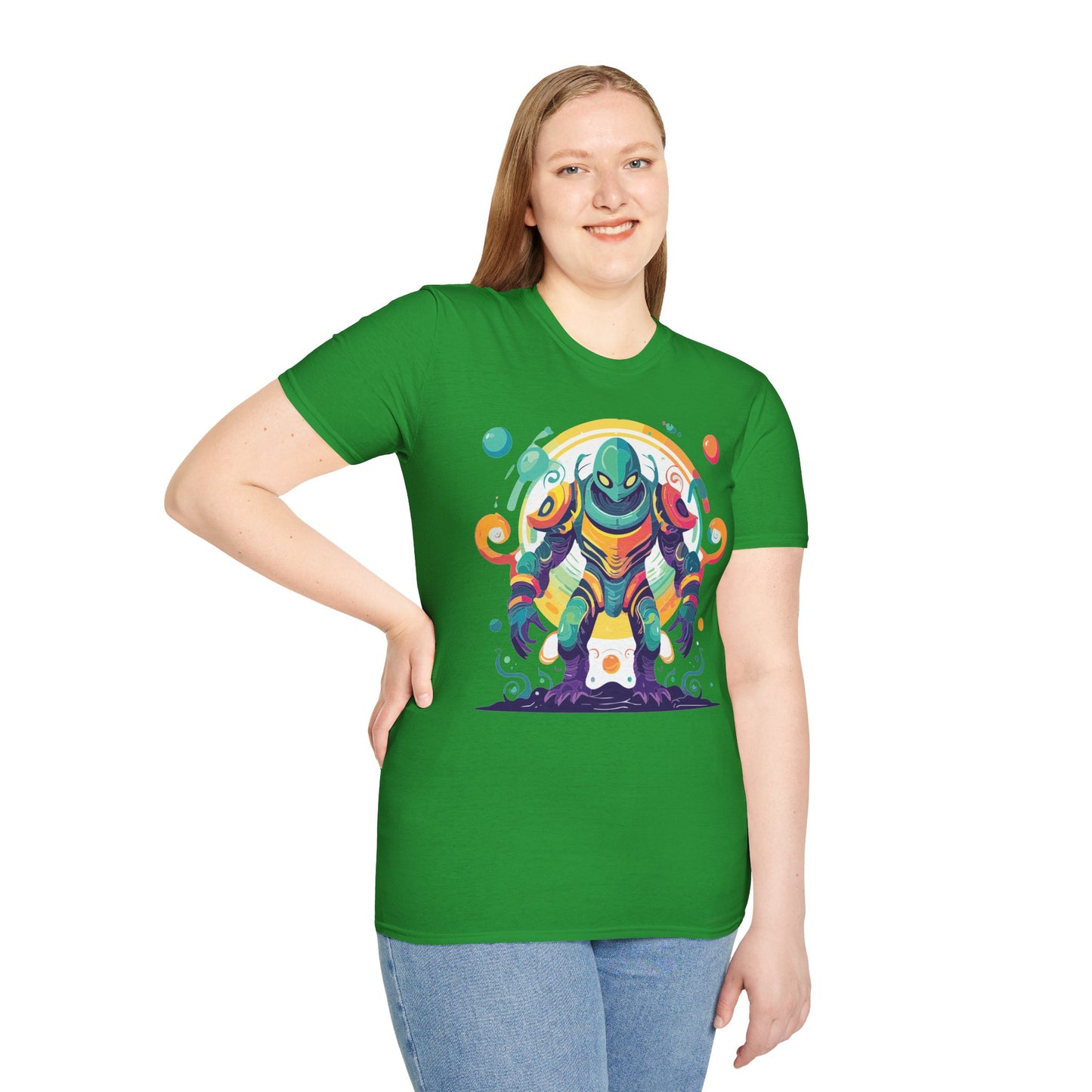 Cosmos Alien T Shirt Unisex Softstyle 64000 with Art Design Durable Comfort Artwork Tee