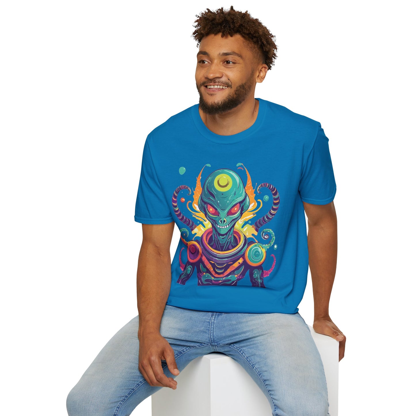 Alien Cosmos Unisex T Shirt With Aliens Design Gildan Softstyle 64000 Comfortable Lightweight Tee