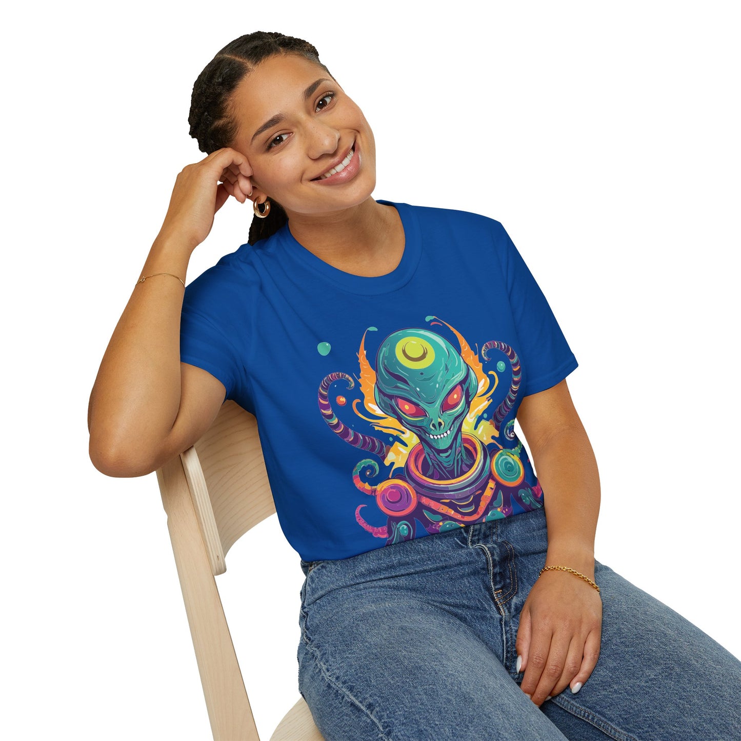 Alien Cosmos Unisex T Shirt With Aliens Design Gildan Softstyle 64000 Comfortable Lightweight Tee