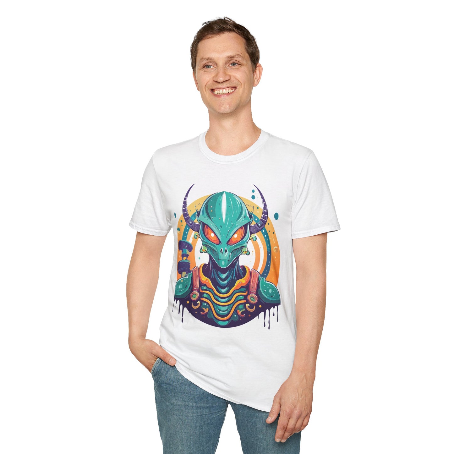 Alien T Shirt Cosmos Shirt Unisex Softstyle Tee 100 Percent Ring Spun Cotton Short Sleeve