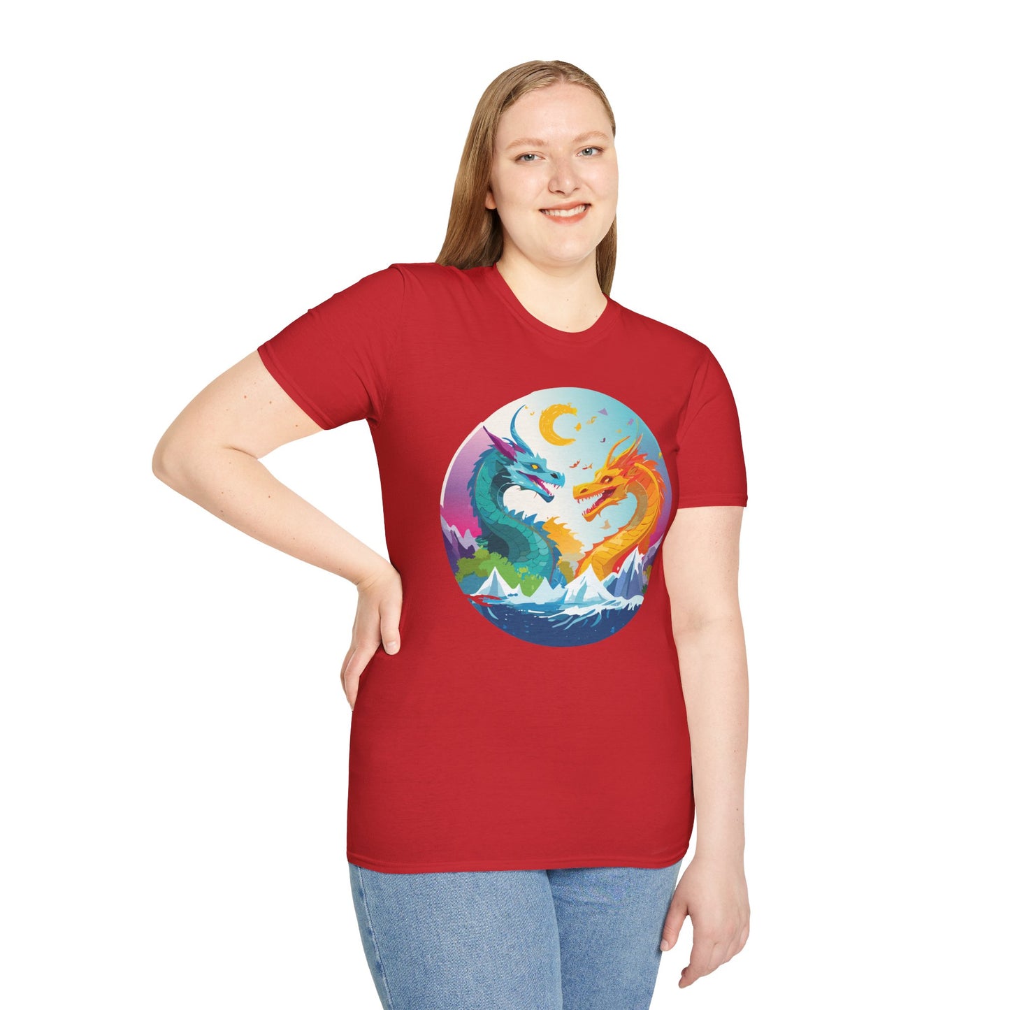 Dragon T Shirt Unisex Gildan Softstyle 64000 Tee Dragon Artwork Animal Print Shirt