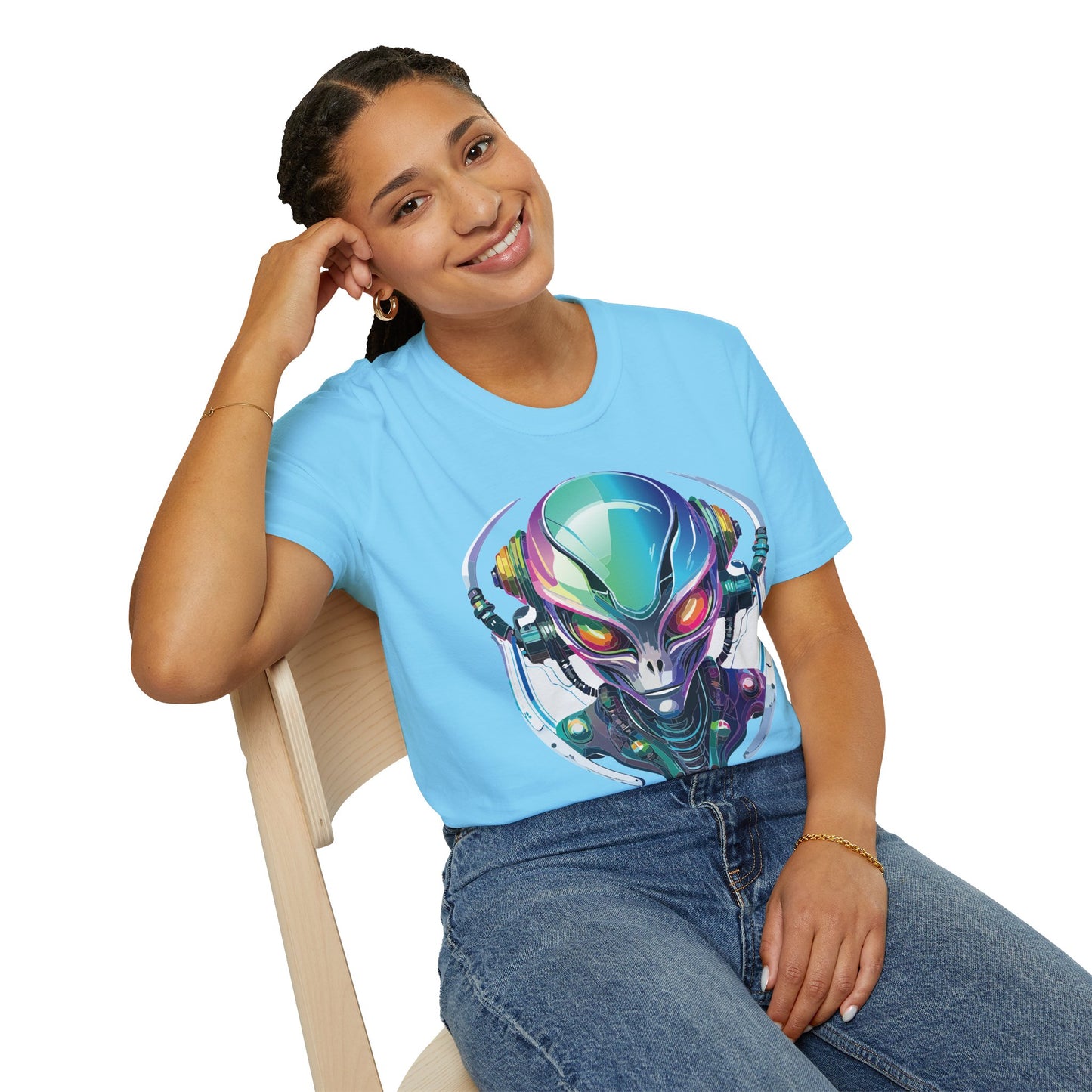 Alien Cosmos T Shirt Unisex Softstyle 64000 Tee With Alien Space Design 100 Percent Ringspun Cotton