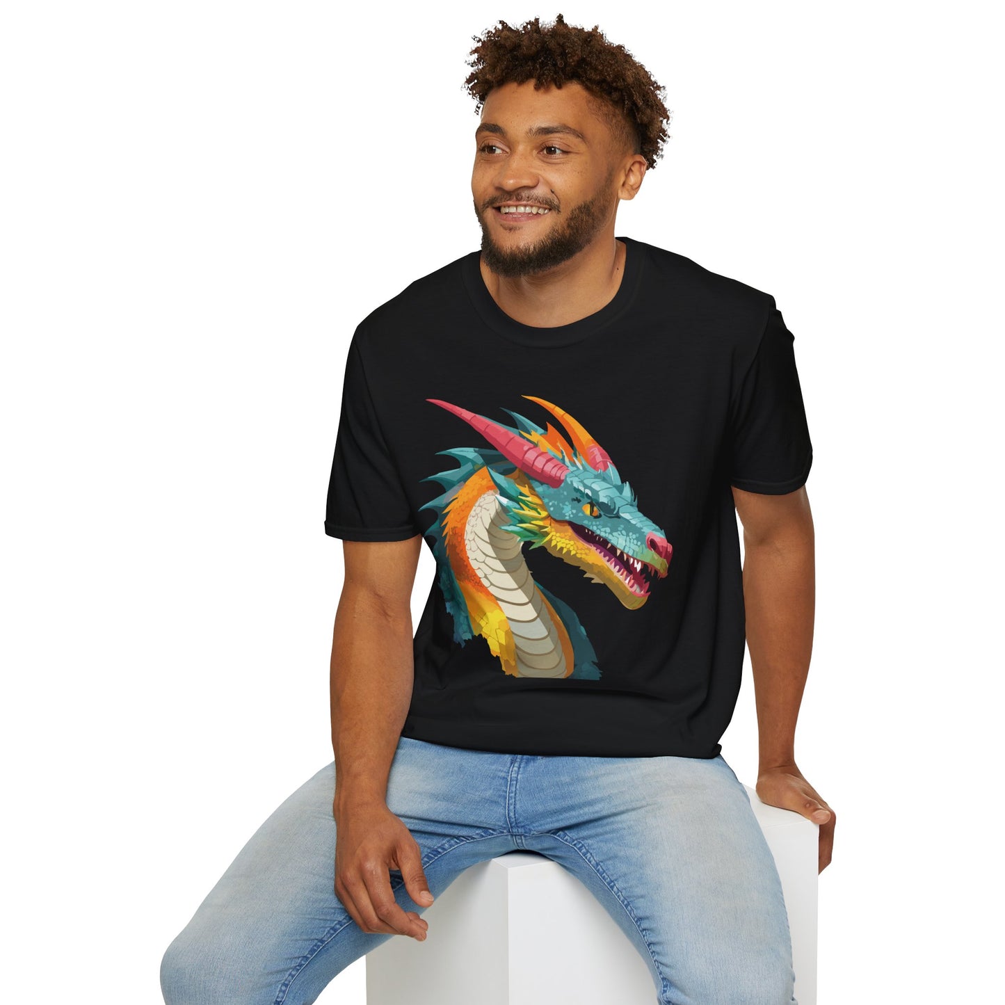Dragon T Shirt Unisex Softstyle Art Design Tee With Animals Theme Gildan 64000 Premium Quality