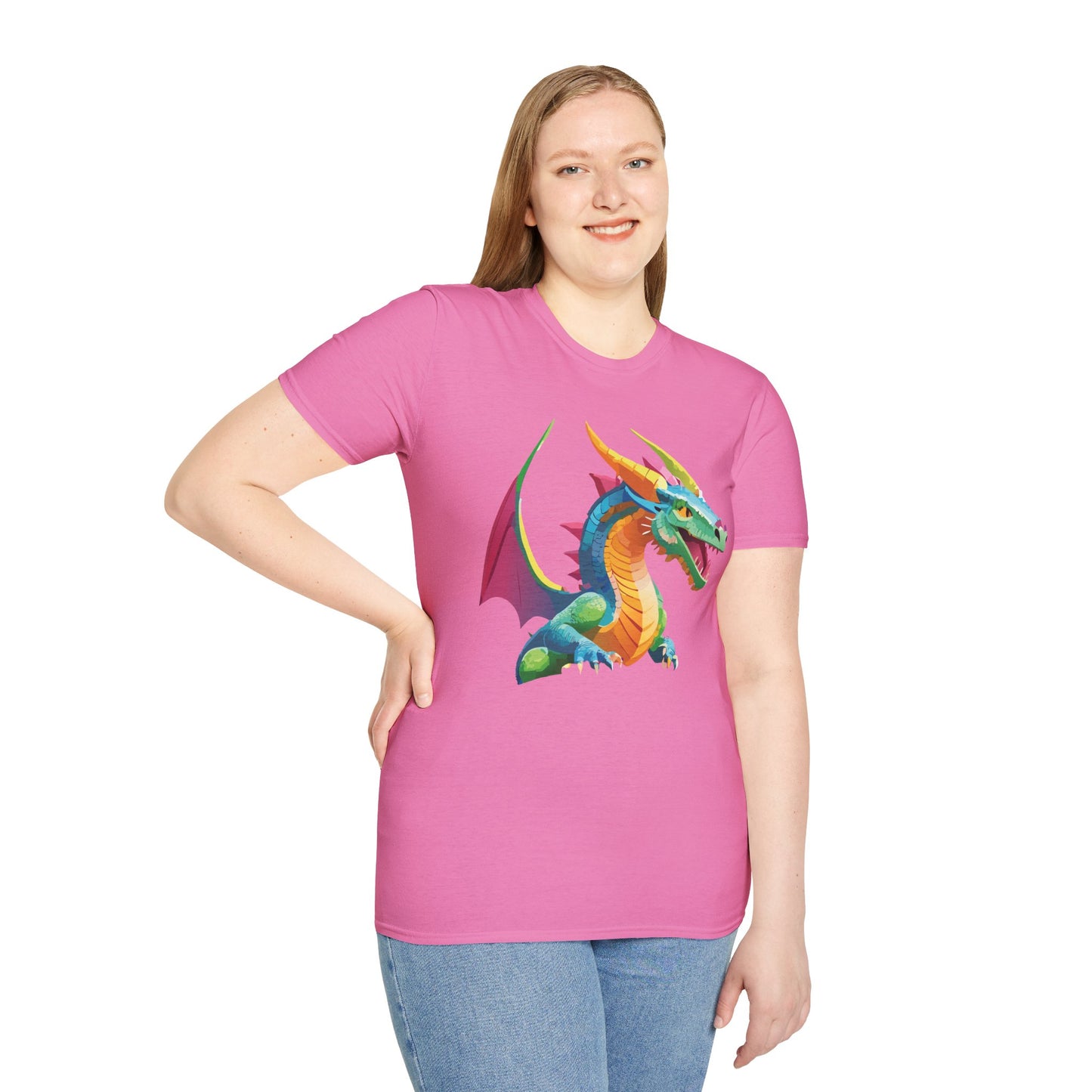 Unisex Dragon Graphic Tee Softstyle Short Sleeve T Shirt Made From Ring Spun Cotton