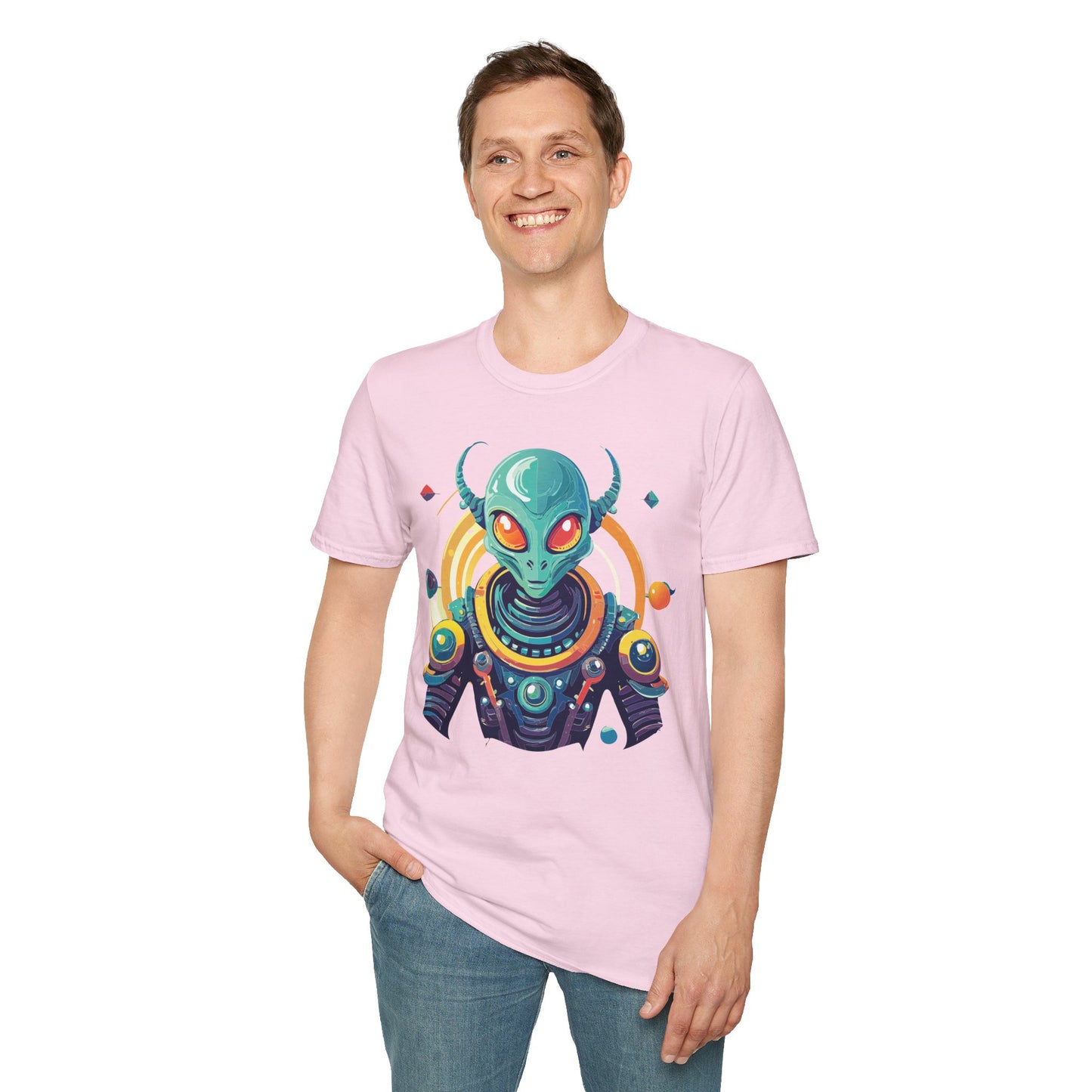 Alien Cosmos T Shirt Unisex Softstyle Cotton Tee With Alien Art Design Premium Comfort