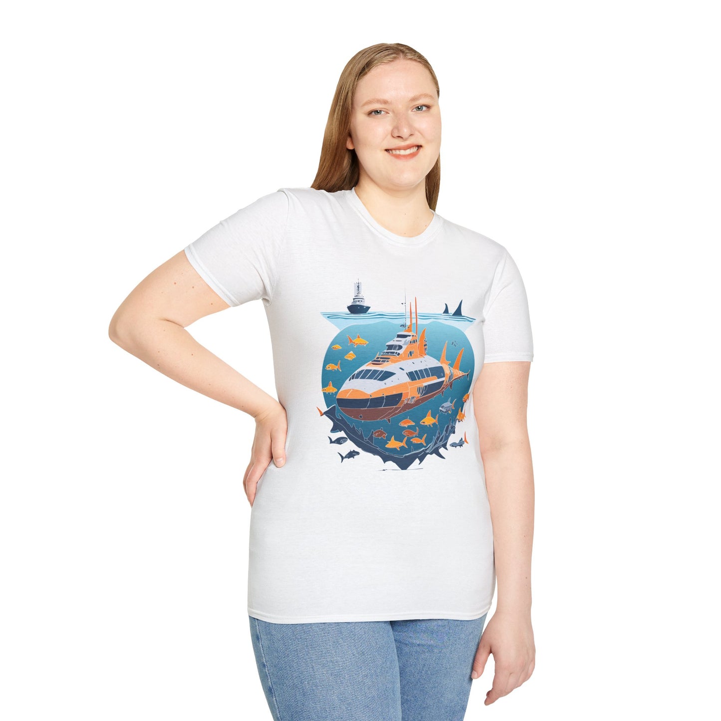 Ocean Tee Shirt, Ocean Shirt, Shirt with Ocean, U boat Tees, Shirt with U-Boat