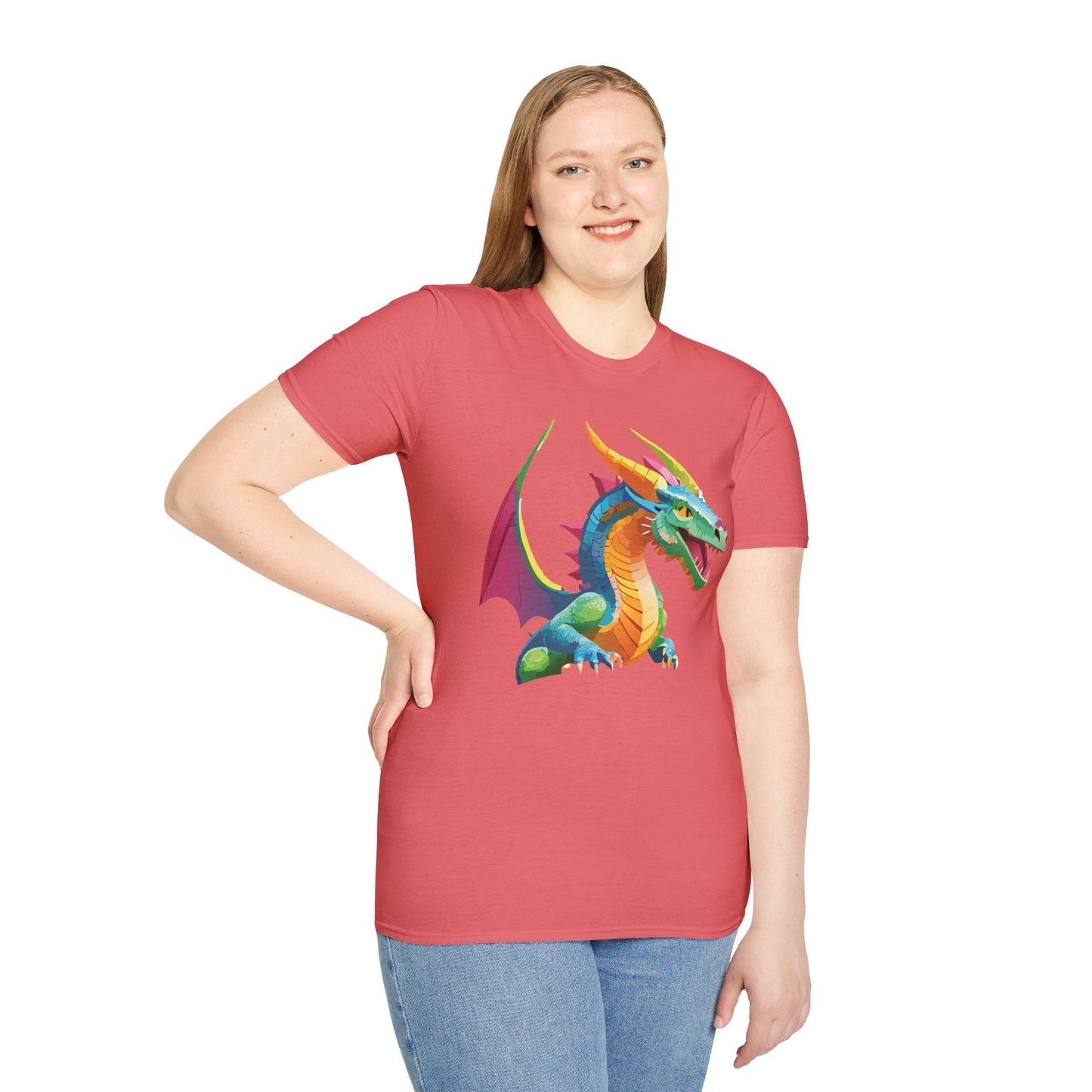 Unisex Dragon Graphic Tee Softstyle Short Sleeve T Shirt Made From Ring Spun Cotton