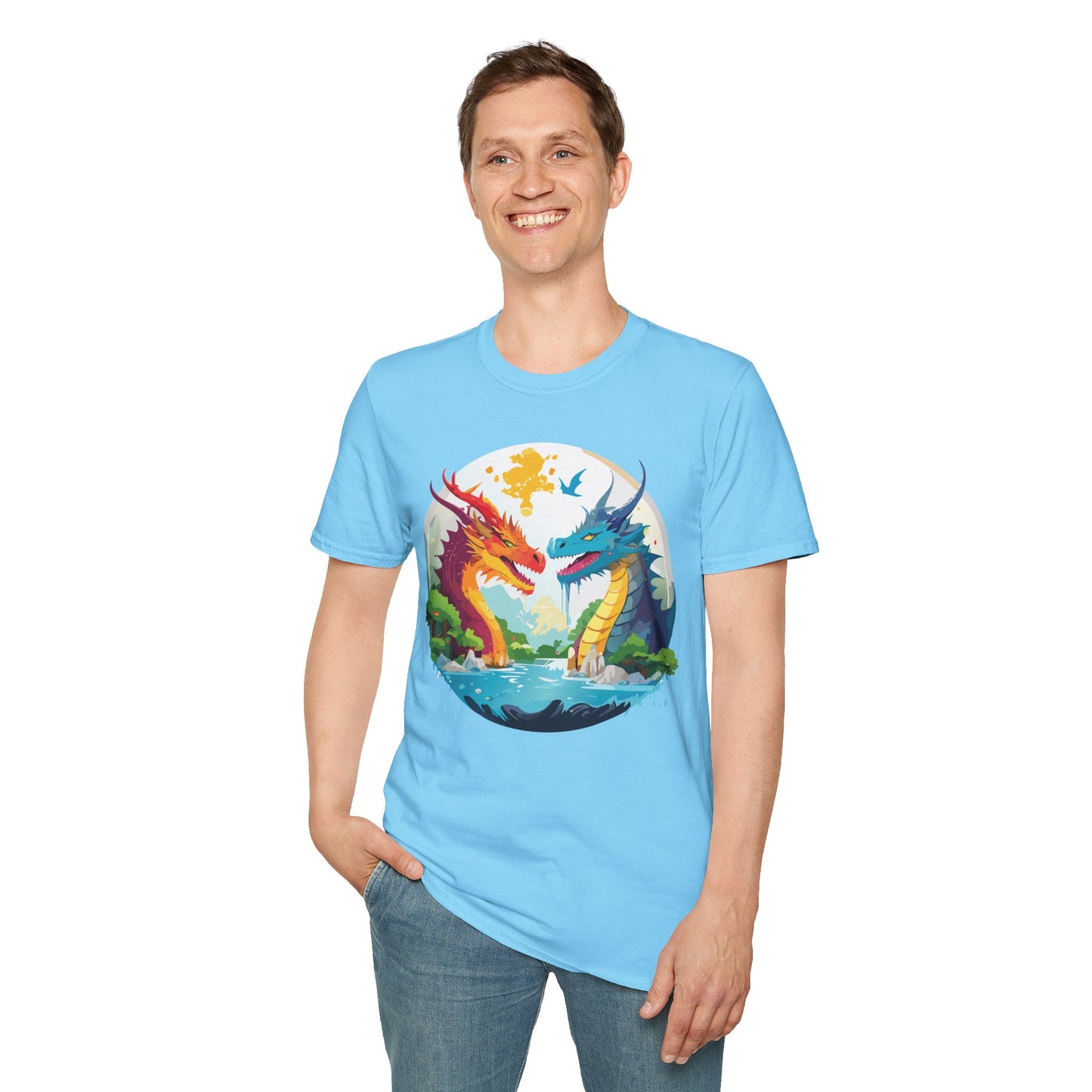 Dragon T Shirt Unisex Gildan Softstyle 64000 100 Percent Cotton Animal Print Tee Artwork