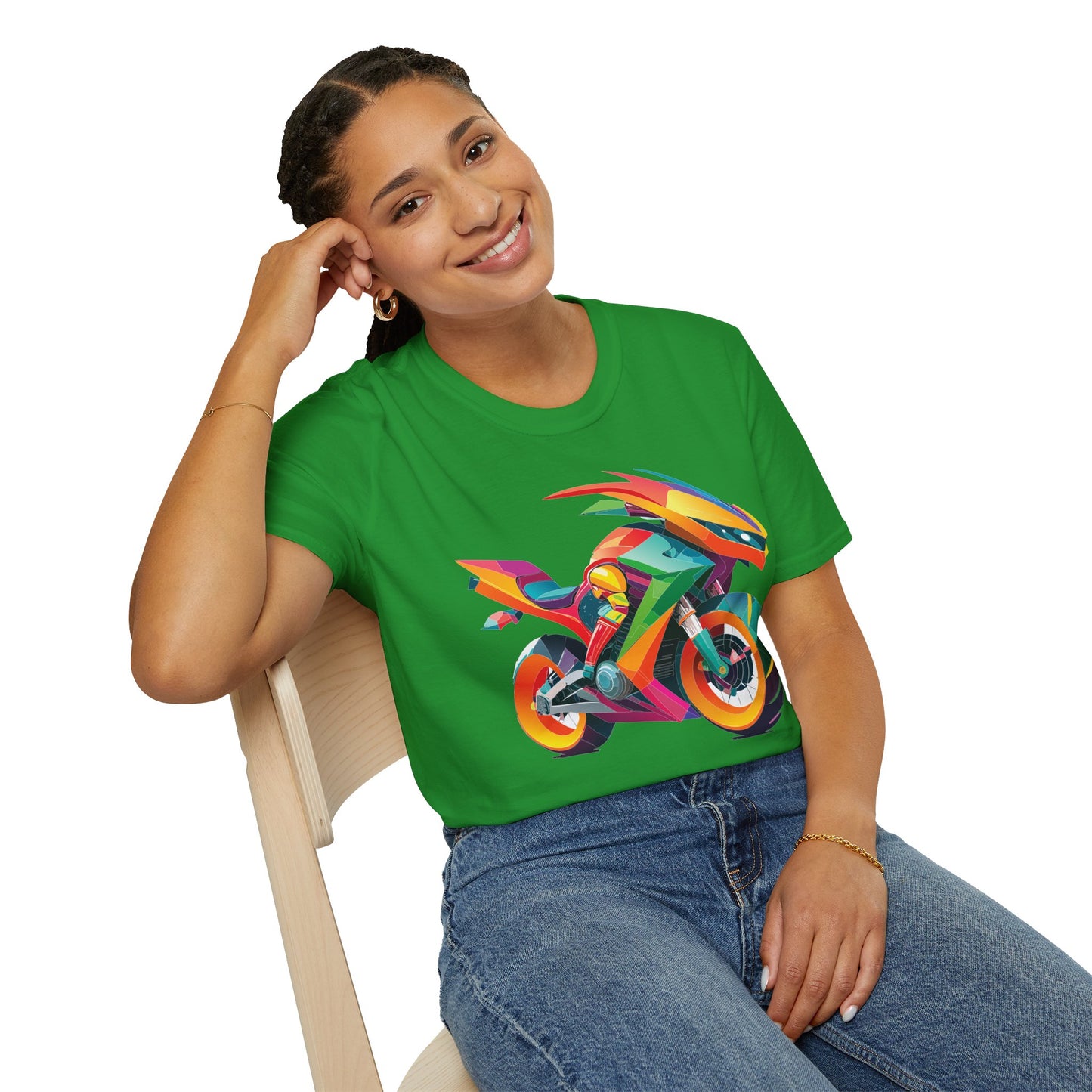 Unisex Bike T Shirt With Motorcycle Artwork Premium Cotton MTB Tee Softstyle 64000