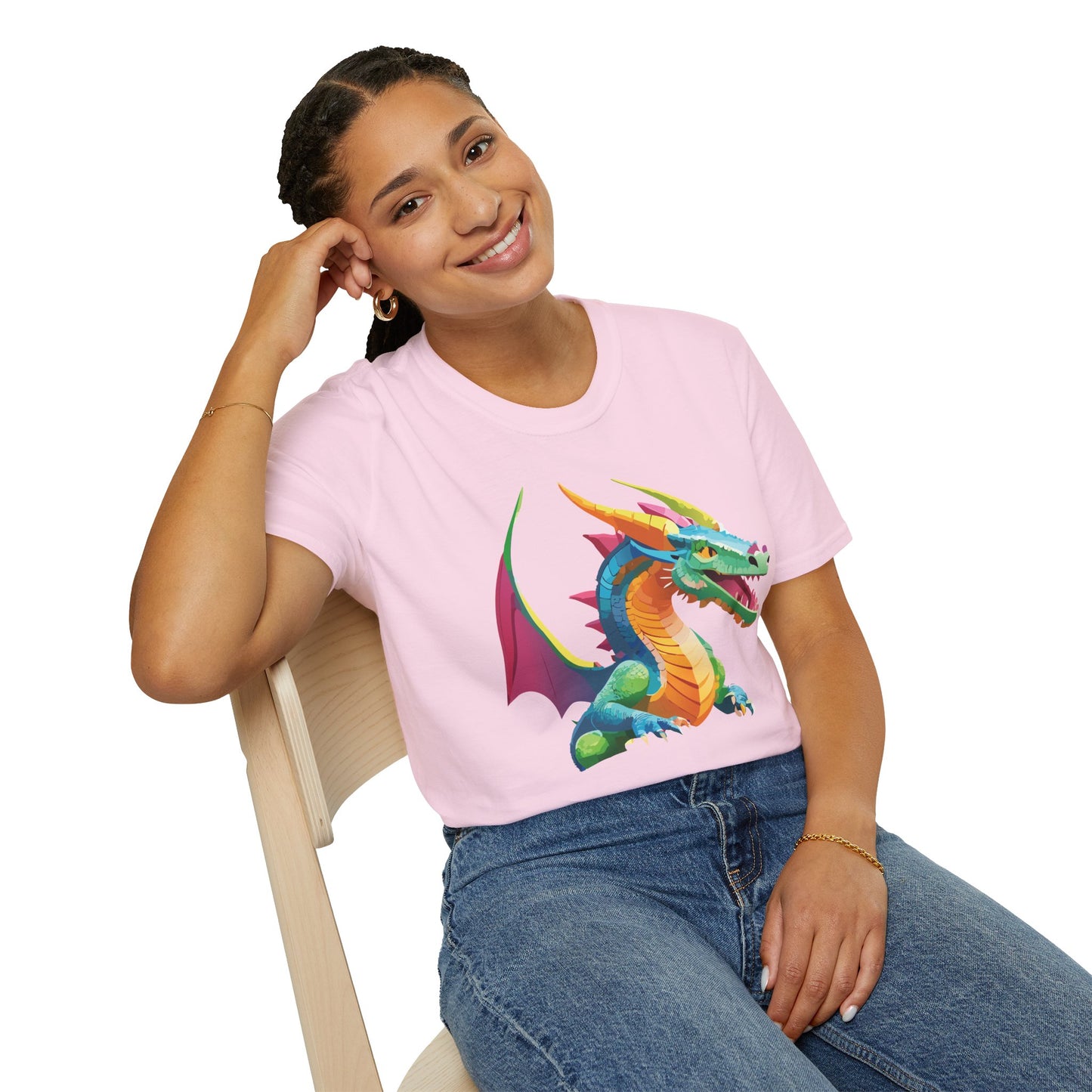 Unisex Dragon Graphic Tee Softstyle Short Sleeve T Shirt Made From Ring Spun Cotton