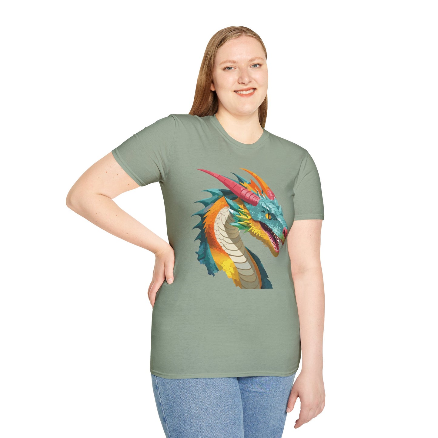 Dragon T Shirt Unisex Softstyle Art Design Tee With Animals Theme Gildan 64000 Premium Quality