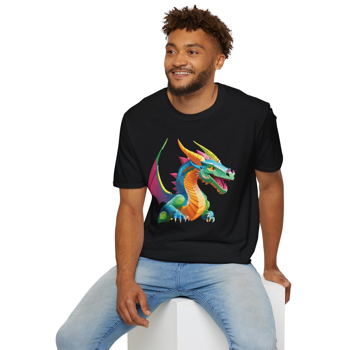 Unisex Dragon Graphic Tee Softstyle Short Sleeve T Shirt Made From Ring Spun Cotton