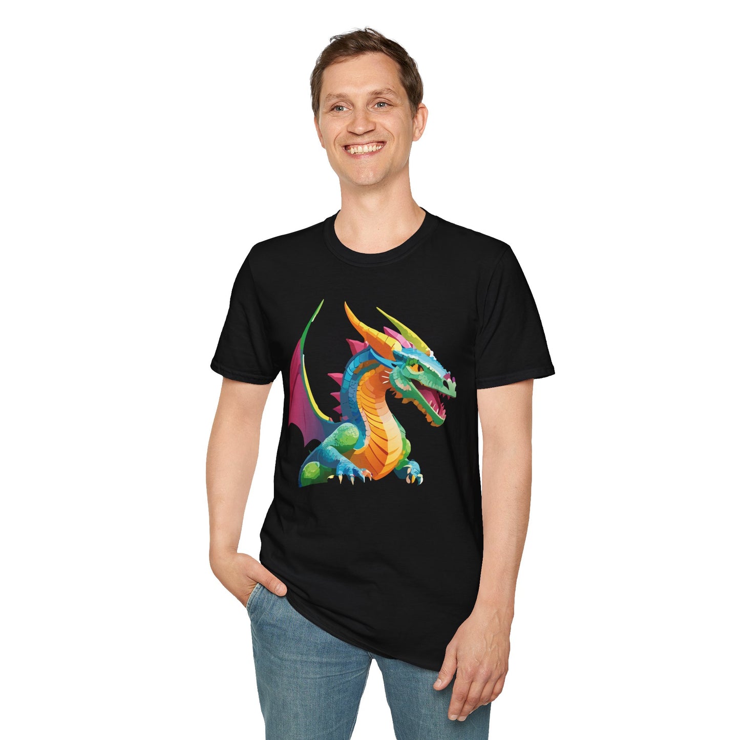 Unisex Dragon Graphic Tee Softstyle Short Sleeve T Shirt Made From Ring Spun Cotton