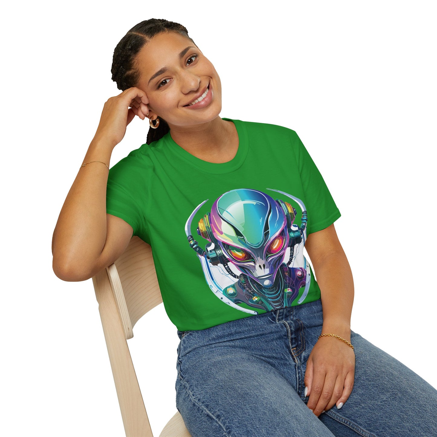 Alien Cosmos T Shirt Unisex Softstyle 64000 Tee With Alien Space Design 100 Percent Ringspun Cotton