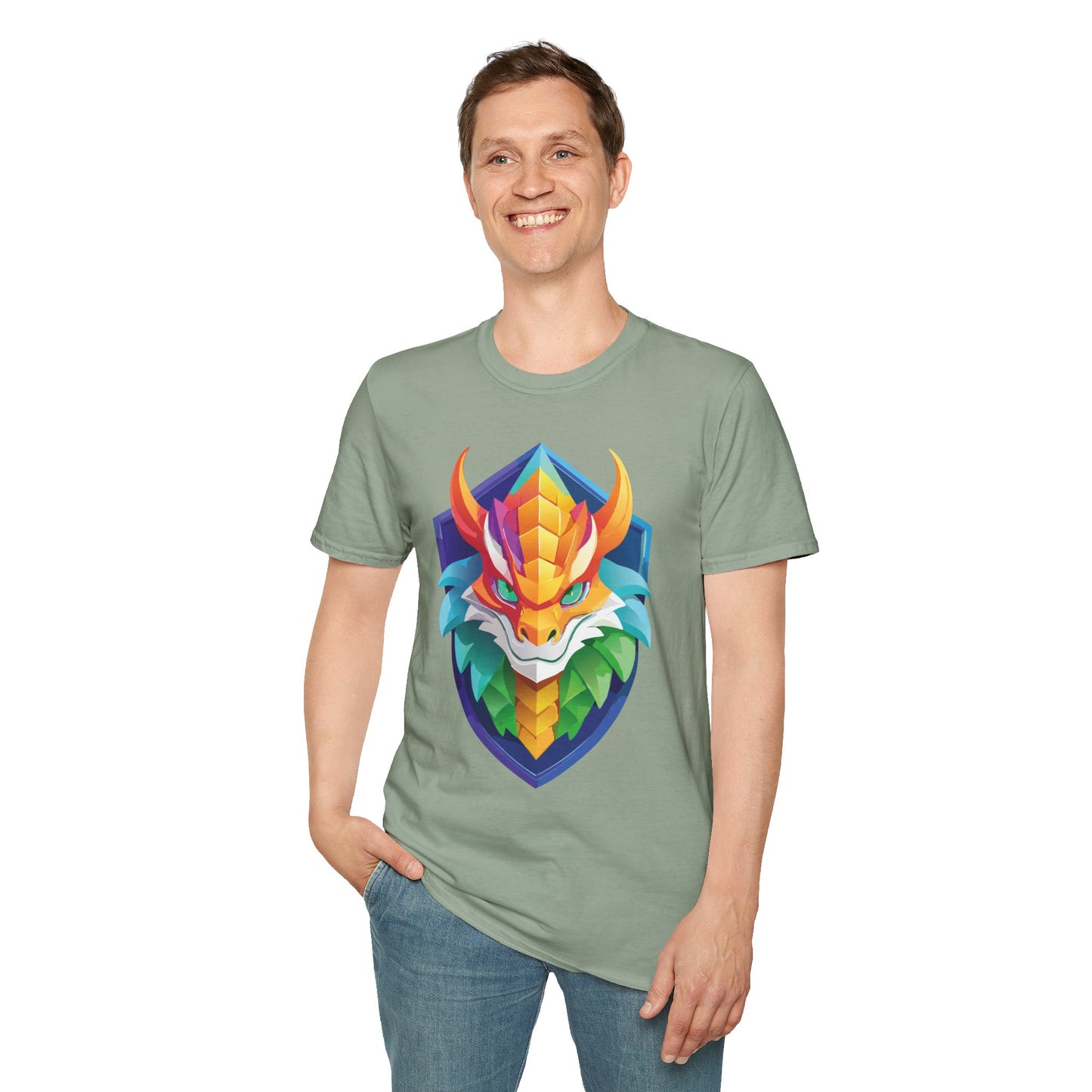 Unisex Dragon T Shirt Softstyle 64000 100 Percent Ring Spun Cotton Comfortable Tee