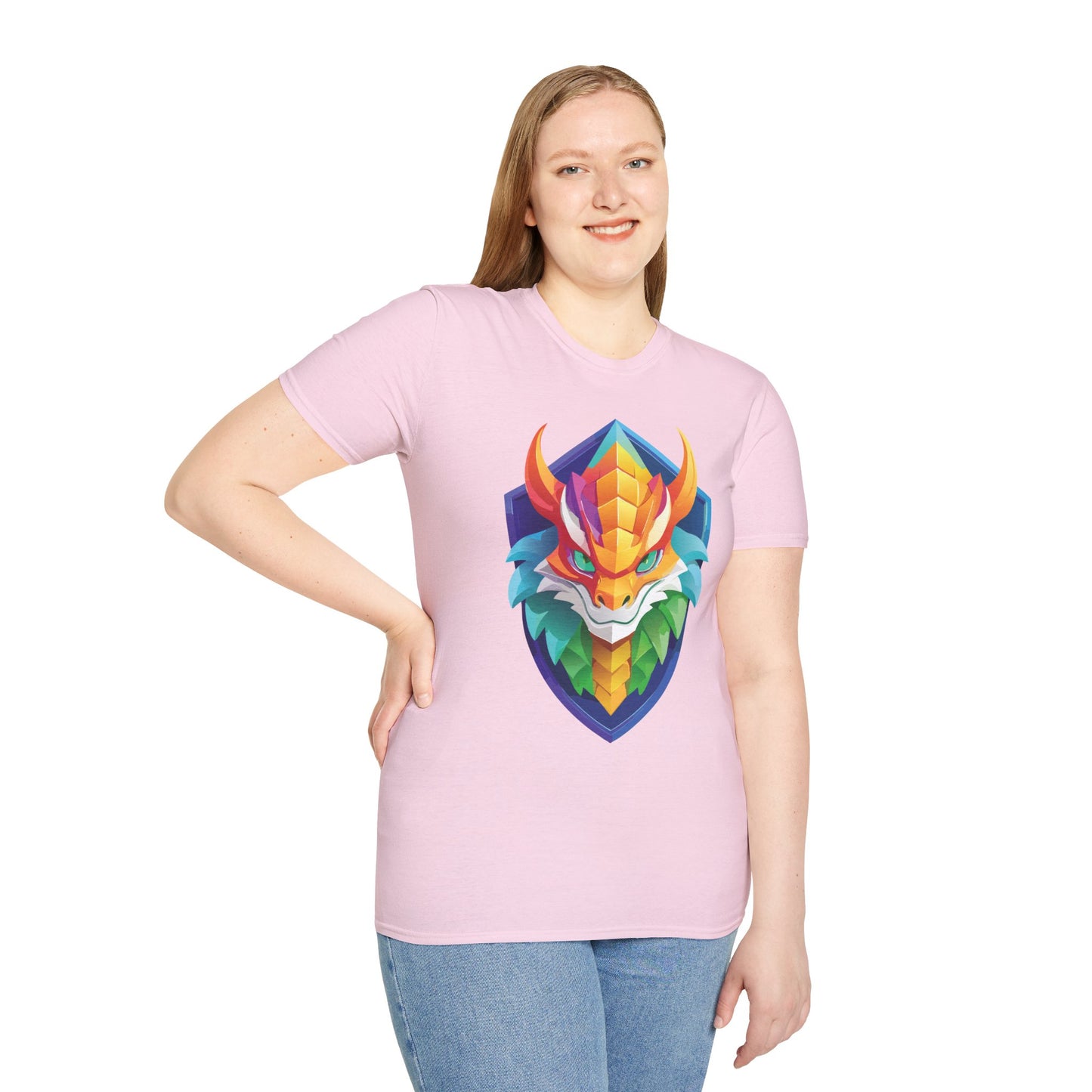 Unisex Dragon T Shirt Softstyle 64000 100 Percent Ring Spun Cotton Comfortable Tee