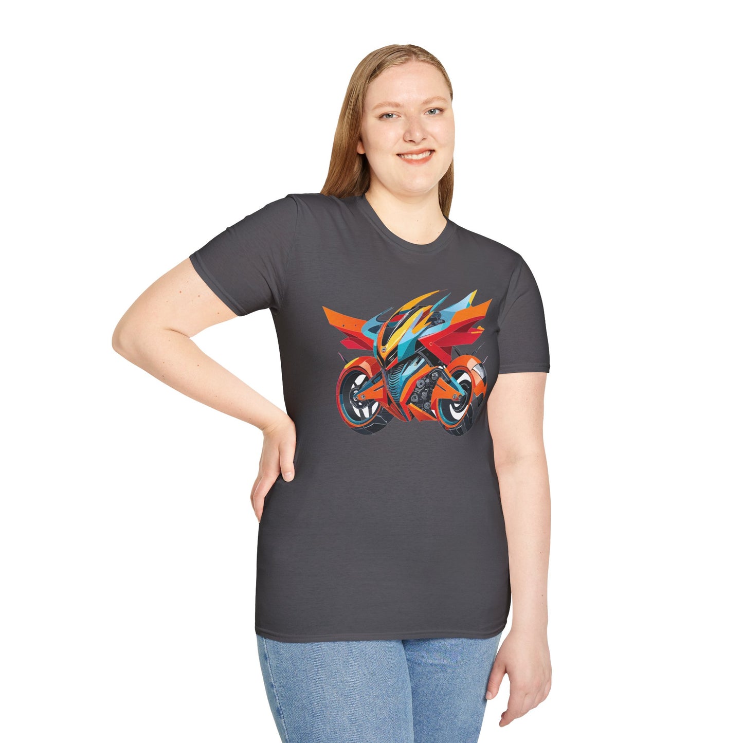 Unisex Bike T Shirt With Motorcycle Art Design Graphic Tee Softstyle 64000 Cotton