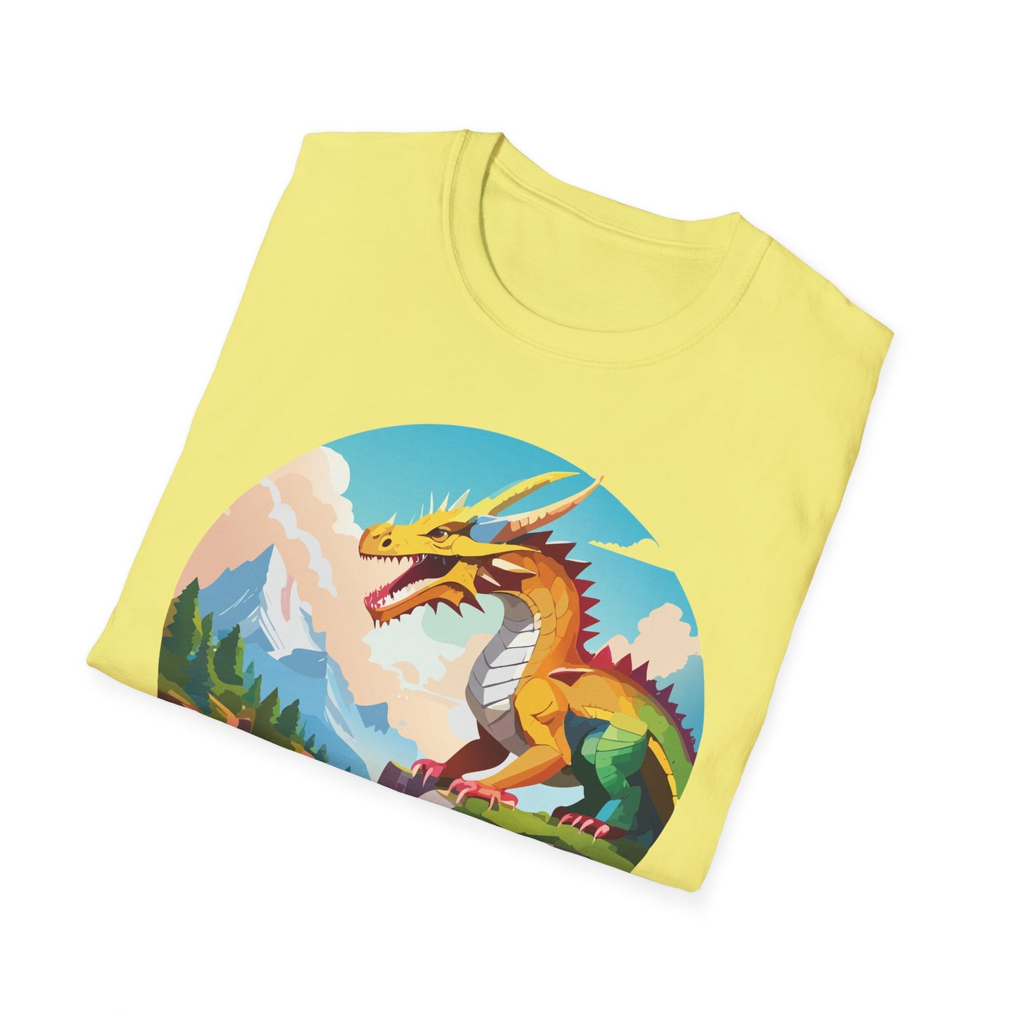 Dragon T Shirt Unisex Softstyle Cotton Tee With Colorful Animal Art Design For Everyday Wear