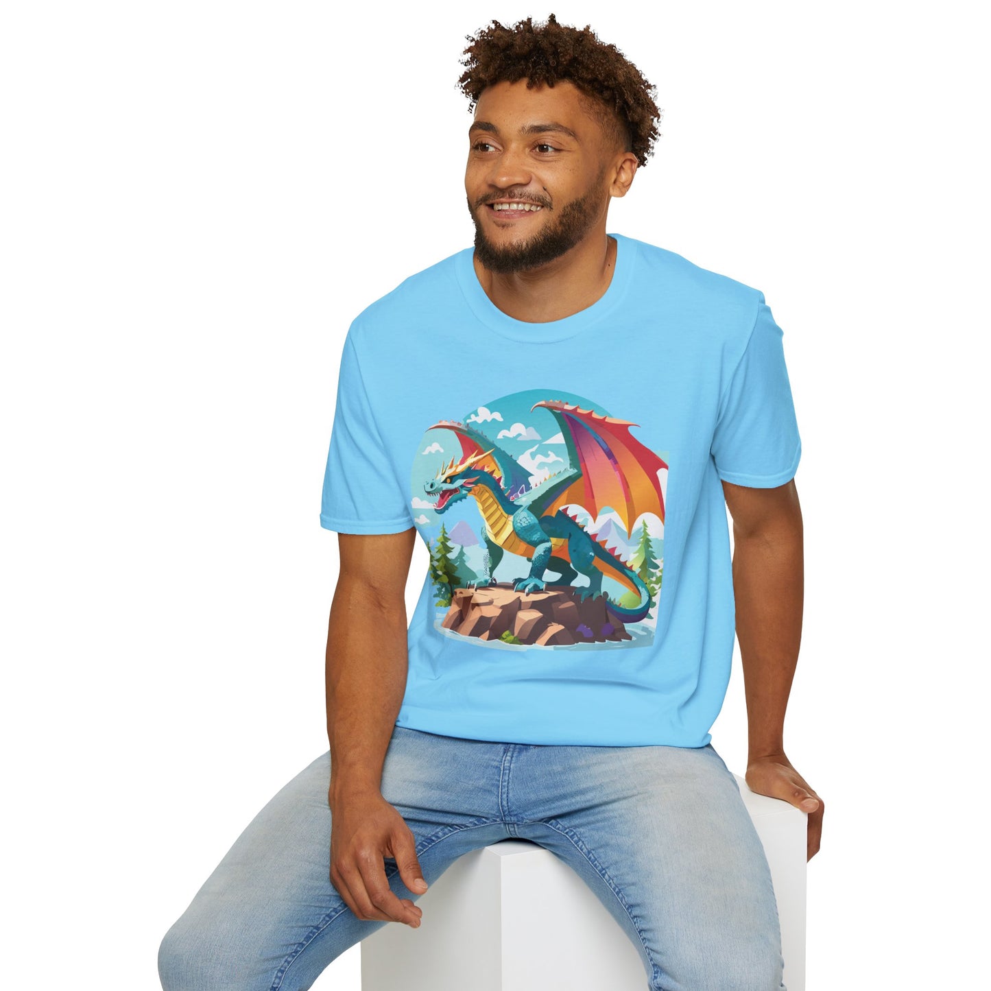 Dragon Graphic Tee Unisex Softstyle 100 Percent Ring Spun Cotton Animal Art Print Shirt