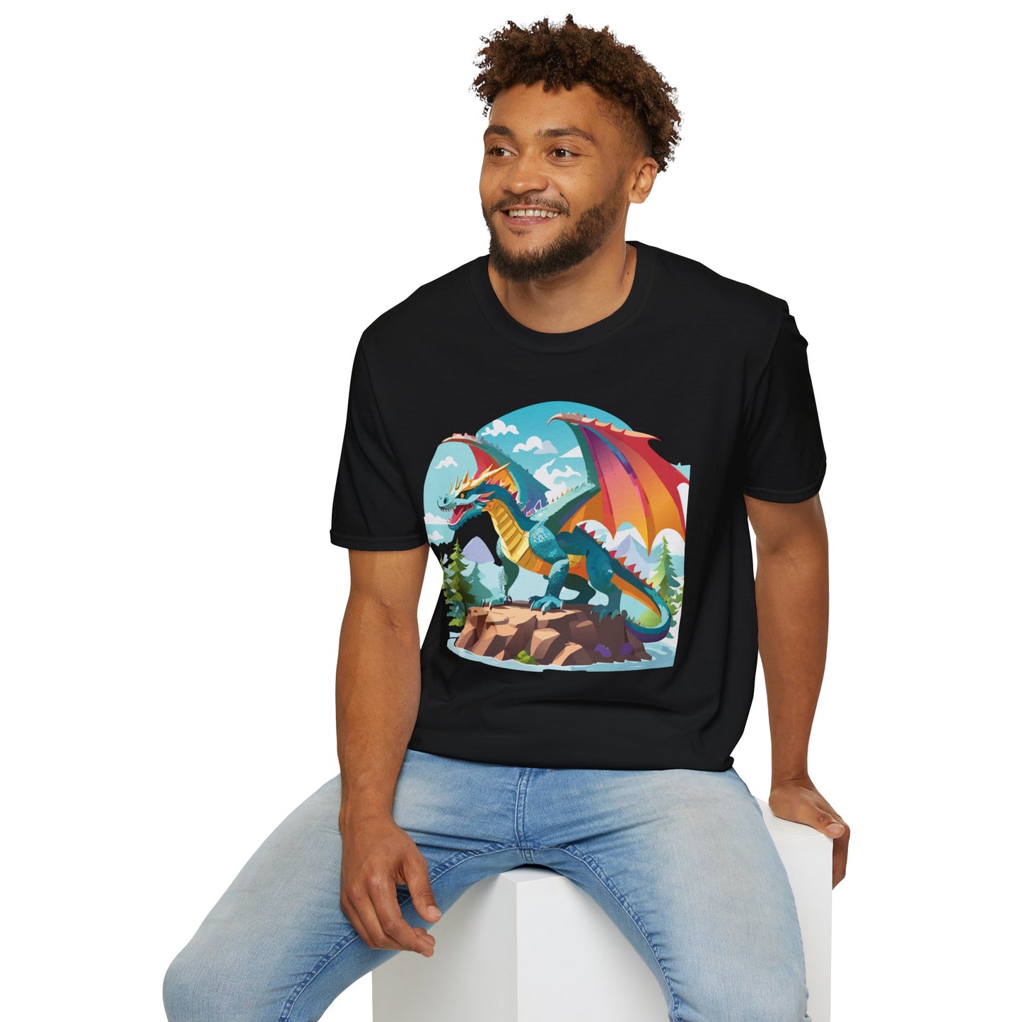 Dragon Graphic Tee Unisex Softstyle 100 Percent Ring Spun Cotton Animal Art Print Shirt