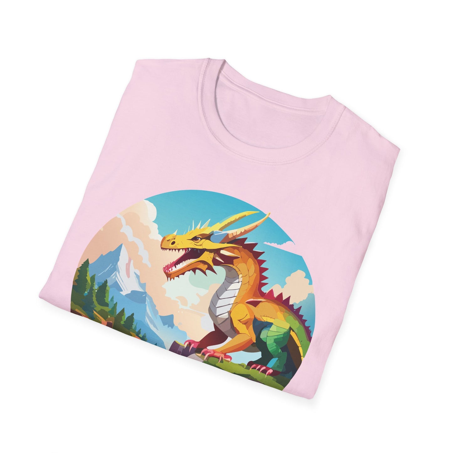 Dragon T Shirt Unisex Softstyle Cotton Tee With Colorful Animal Art Design For Everyday Wear