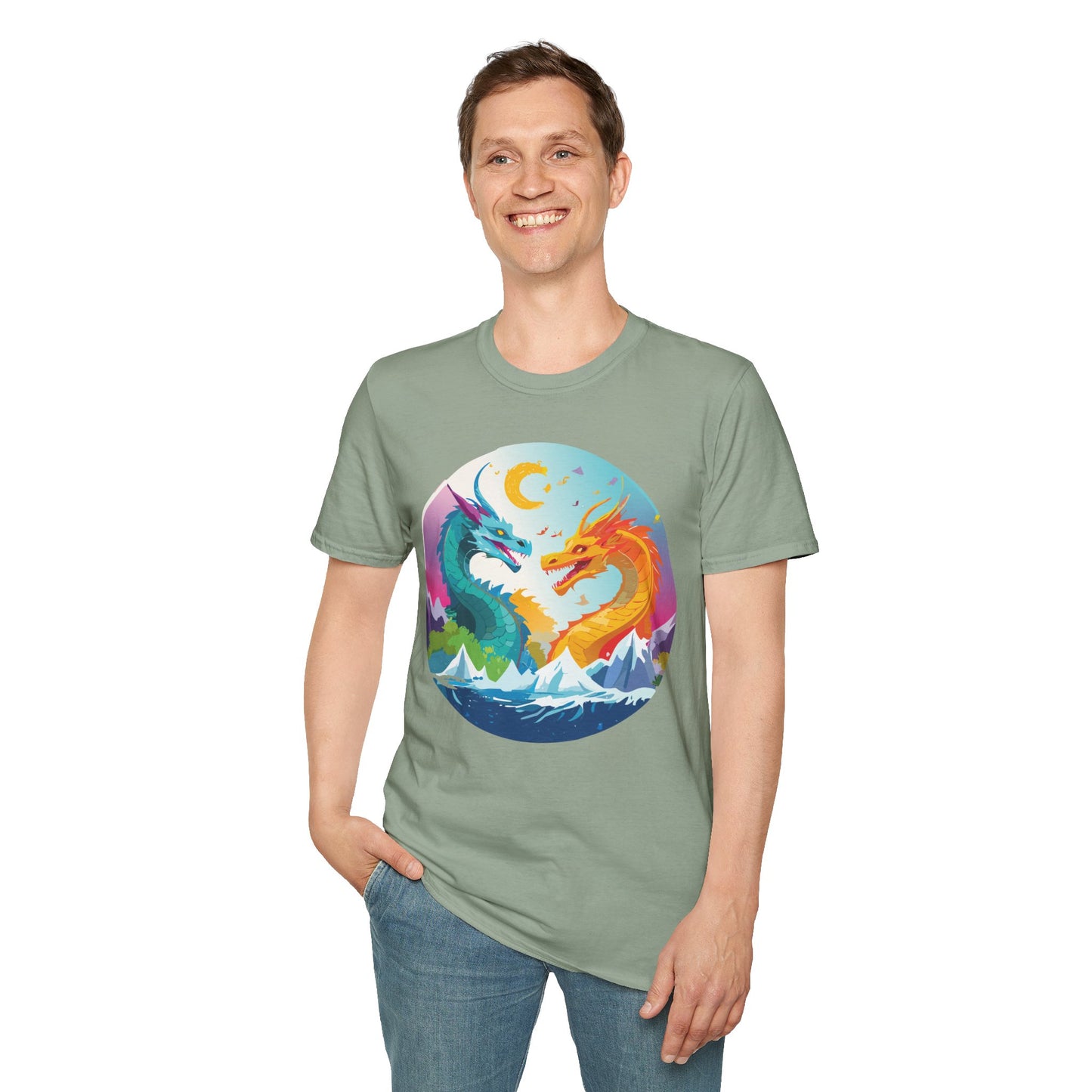 Dragon T Shirt Unisex Gildan Softstyle 64000 Tee Dragon Artwork Animal Print Shirt
