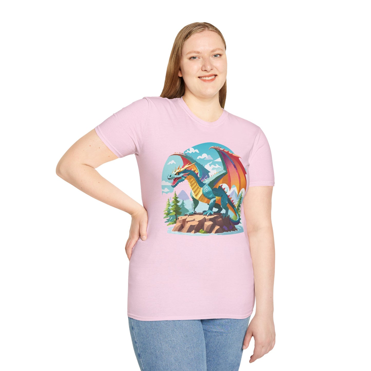 Dragon Graphic Tee Unisex Softstyle 100 Percent Ring Spun Cotton Animal Art Print Shirt