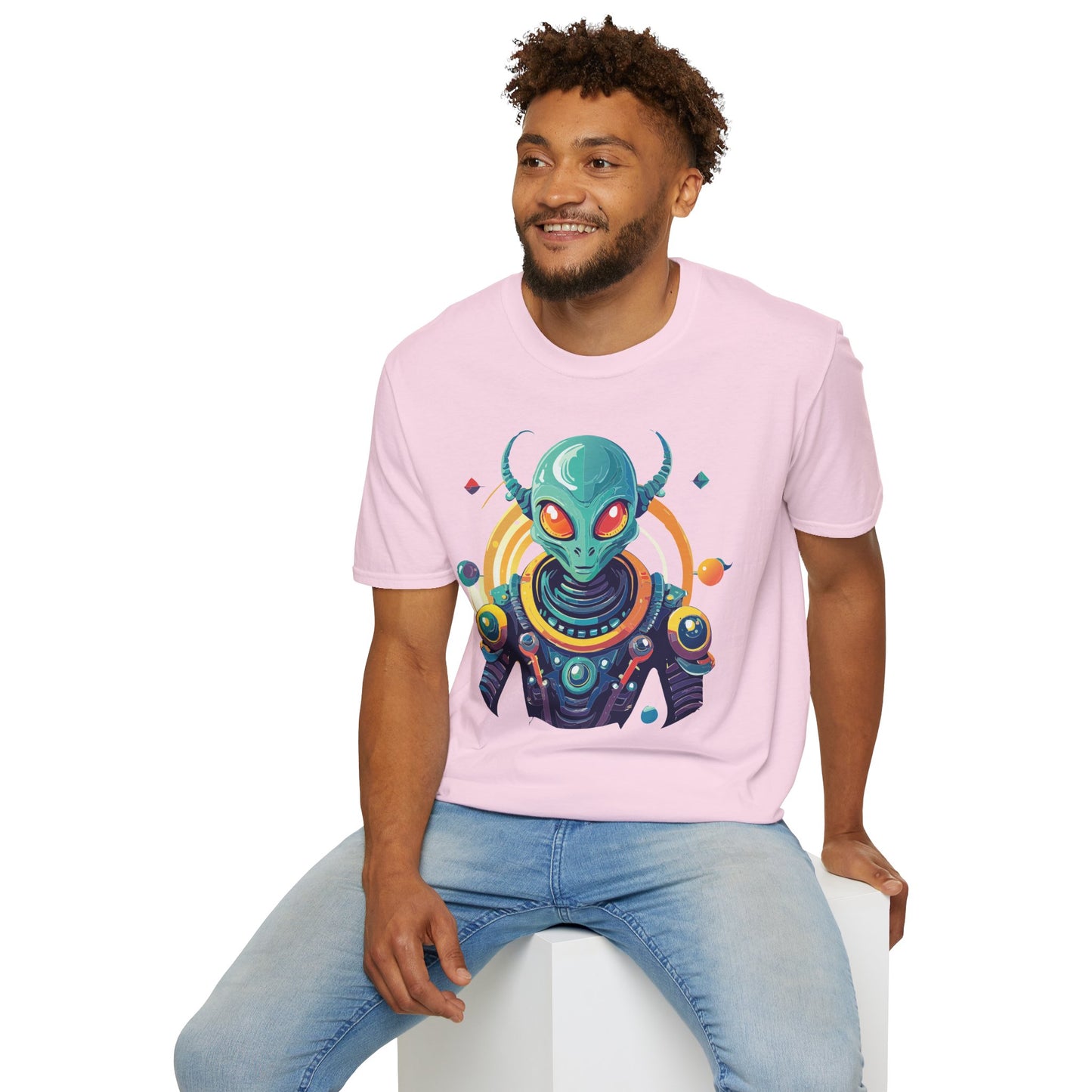Alien Cosmos T Shirt Unisex Softstyle Cotton Tee With Alien Art Design Premium Comfort