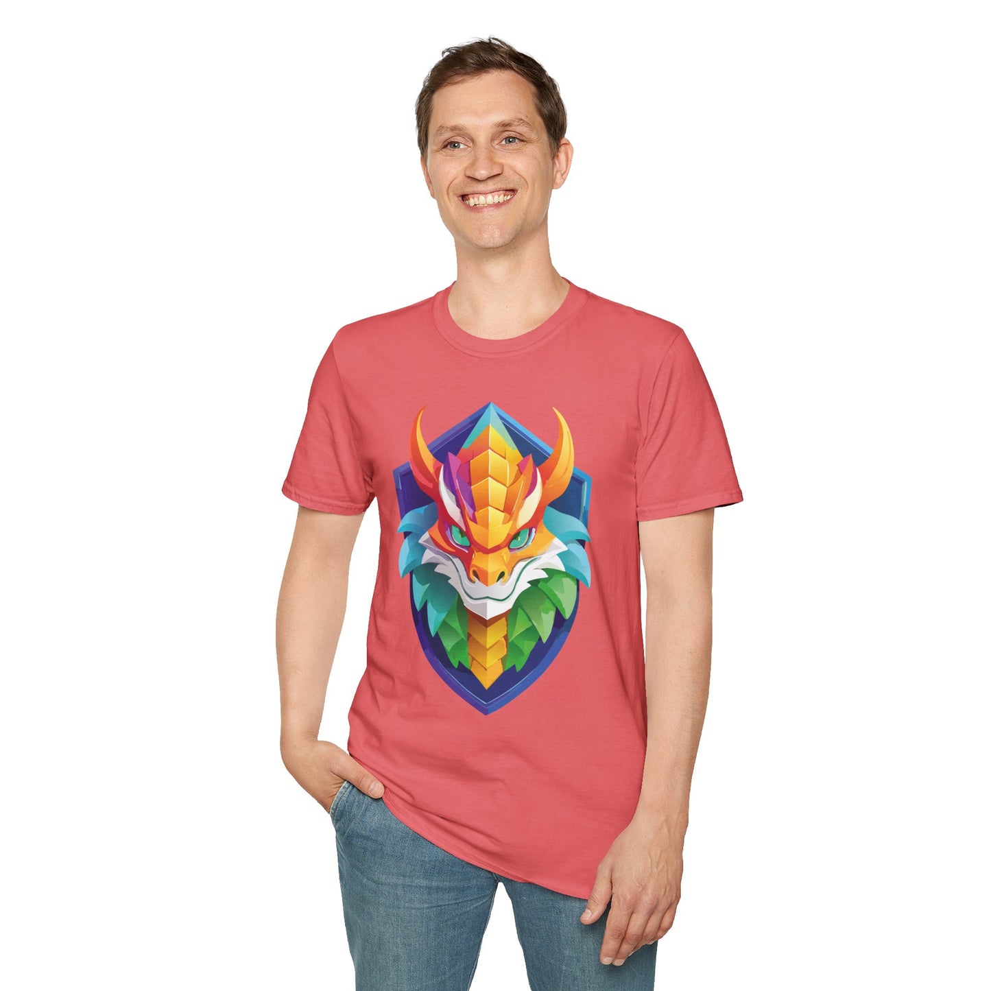 Unisex Dragon T Shirt Softstyle 64000 100 Percent Ring Spun Cotton Comfortable Tee