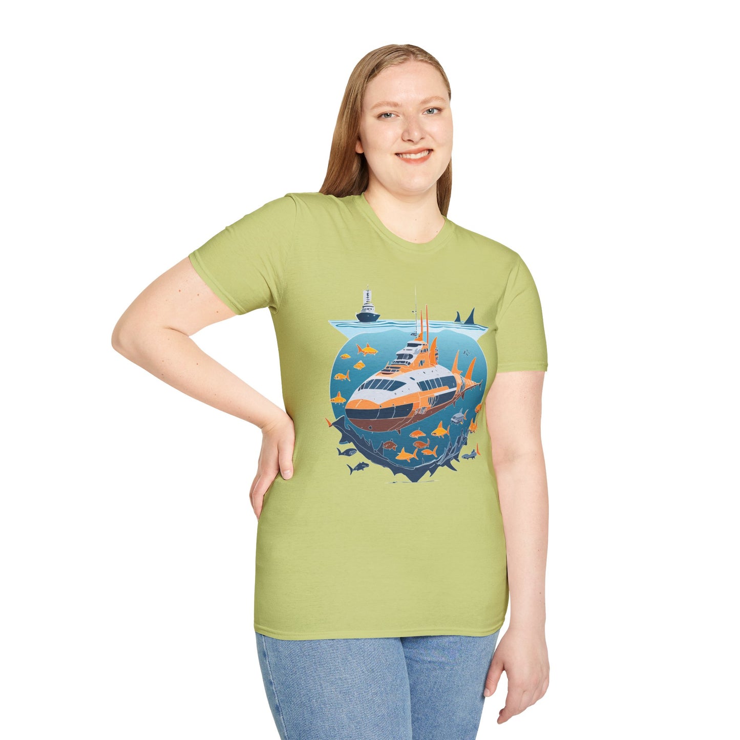 Ocean Tee Shirt, Ocean Shirt, Shirt with Ocean, U boat Tees, Shirt with U-Boat