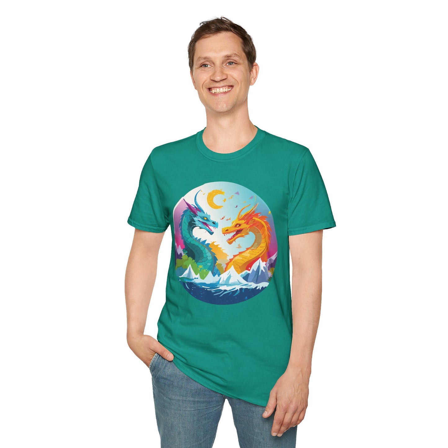 Dragon T Shirt Unisex Gildan Softstyle 64000 Tee Dragon Artwork Animal Print Shirt