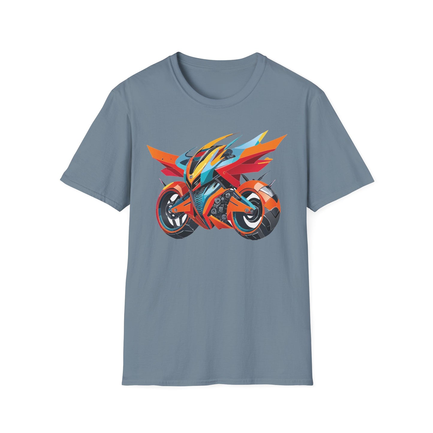 Unisex Bike T Shirt With Motorcycle Art Design Graphic Tee Softstyle 64000 Cotton