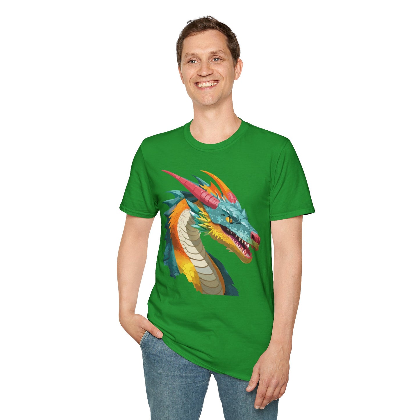 Dragon T Shirt Unisex Softstyle Art Design Tee With Animals Theme Gildan 64000 Premium Quality