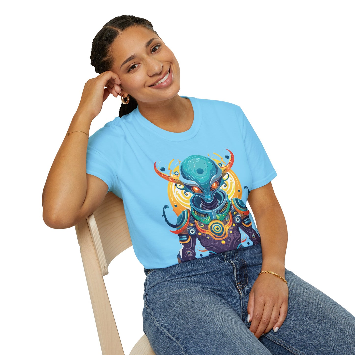 Alien T Shirt Cosmos Shirt Unisex Short Sleeve Tee With Alien Art Design Ring Spun Cotton