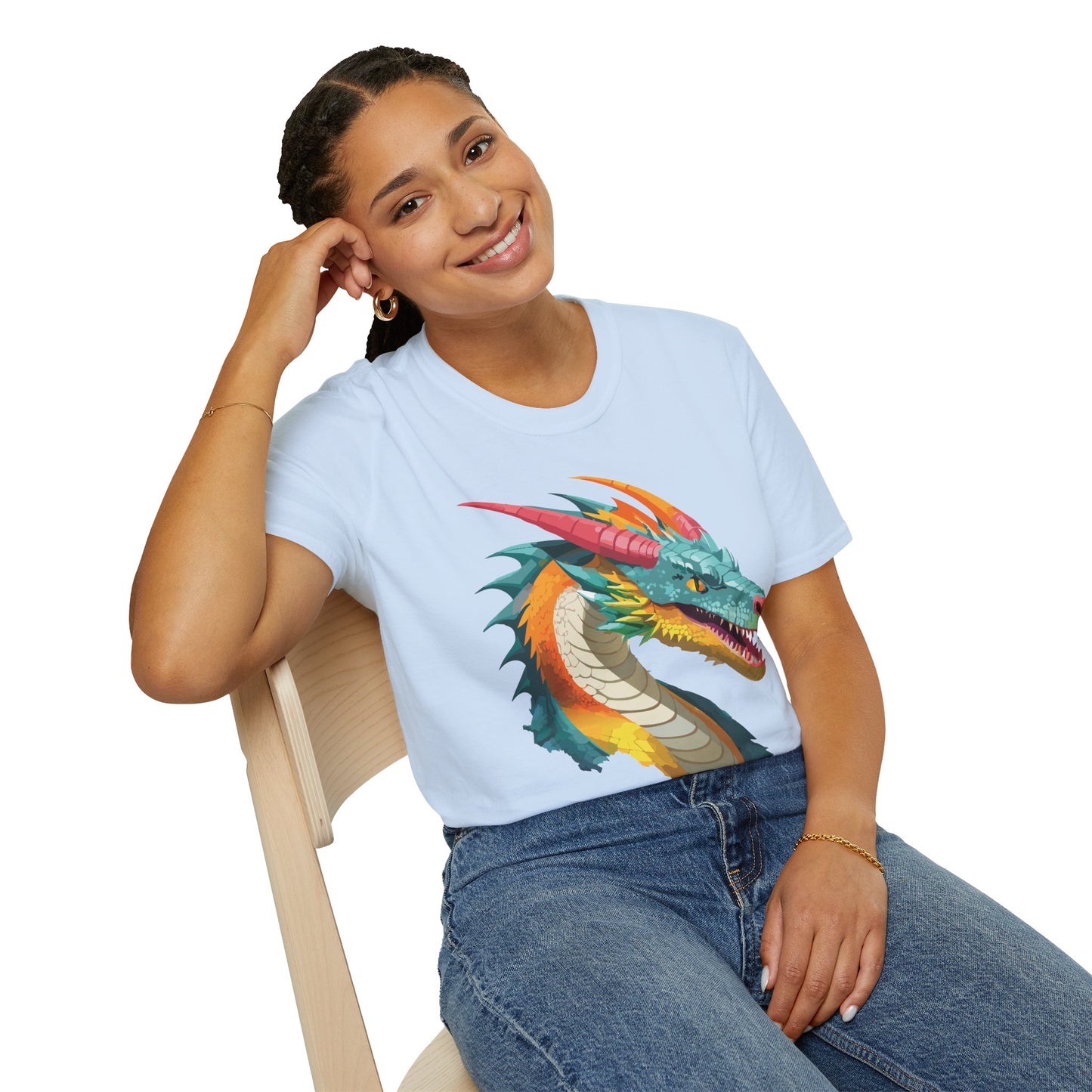 Dragon T Shirt Unisex Softstyle Art Design Tee With Animals Theme Gildan 64000 Premium Quality