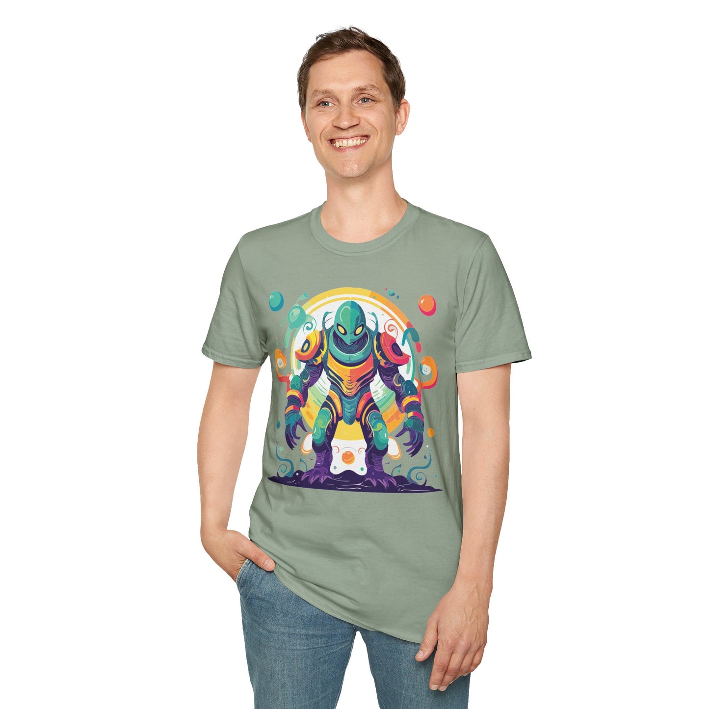 Cosmos Alien T Shirt Unisex Softstyle 64000 with Art Design Durable Comfort Artwork Tee