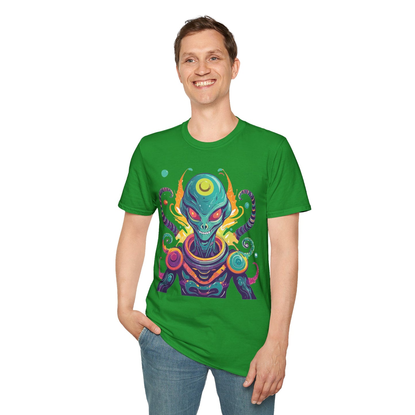 Alien Cosmos Unisex T Shirt With Aliens Design Gildan Softstyle 64000 Comfortable Lightweight Tee
