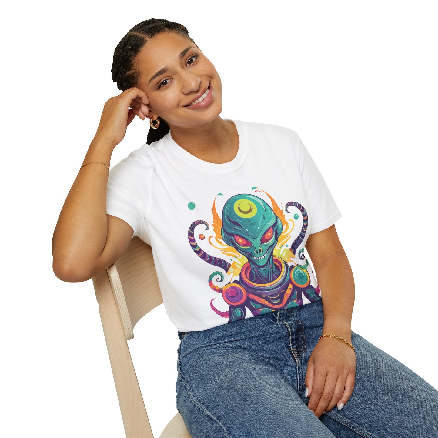 Alien Cosmos Unisex T Shirt With Aliens Design Gildan Softstyle 64000 Comfortable Lightweight Tee