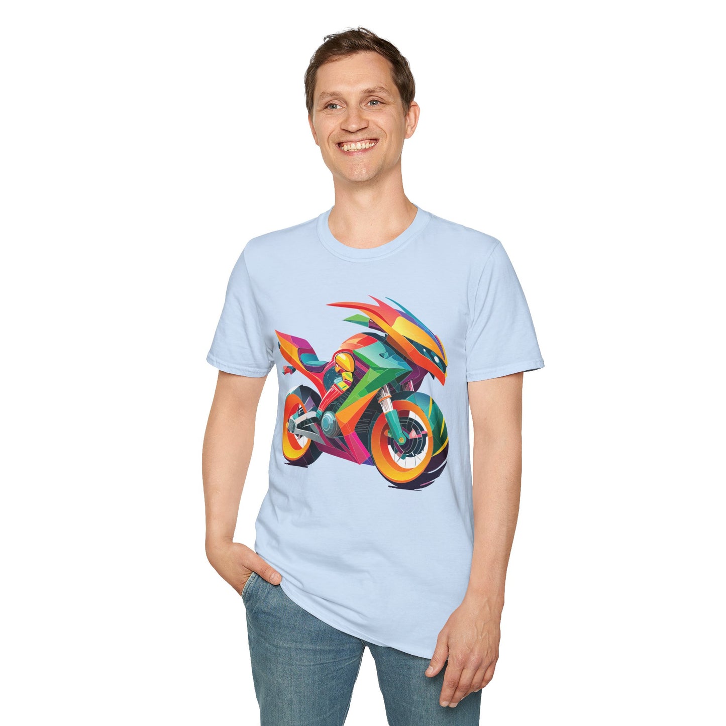 Unisex Bike T Shirt With Motorcycle Artwork Premium Cotton MTB Tee Softstyle 64000