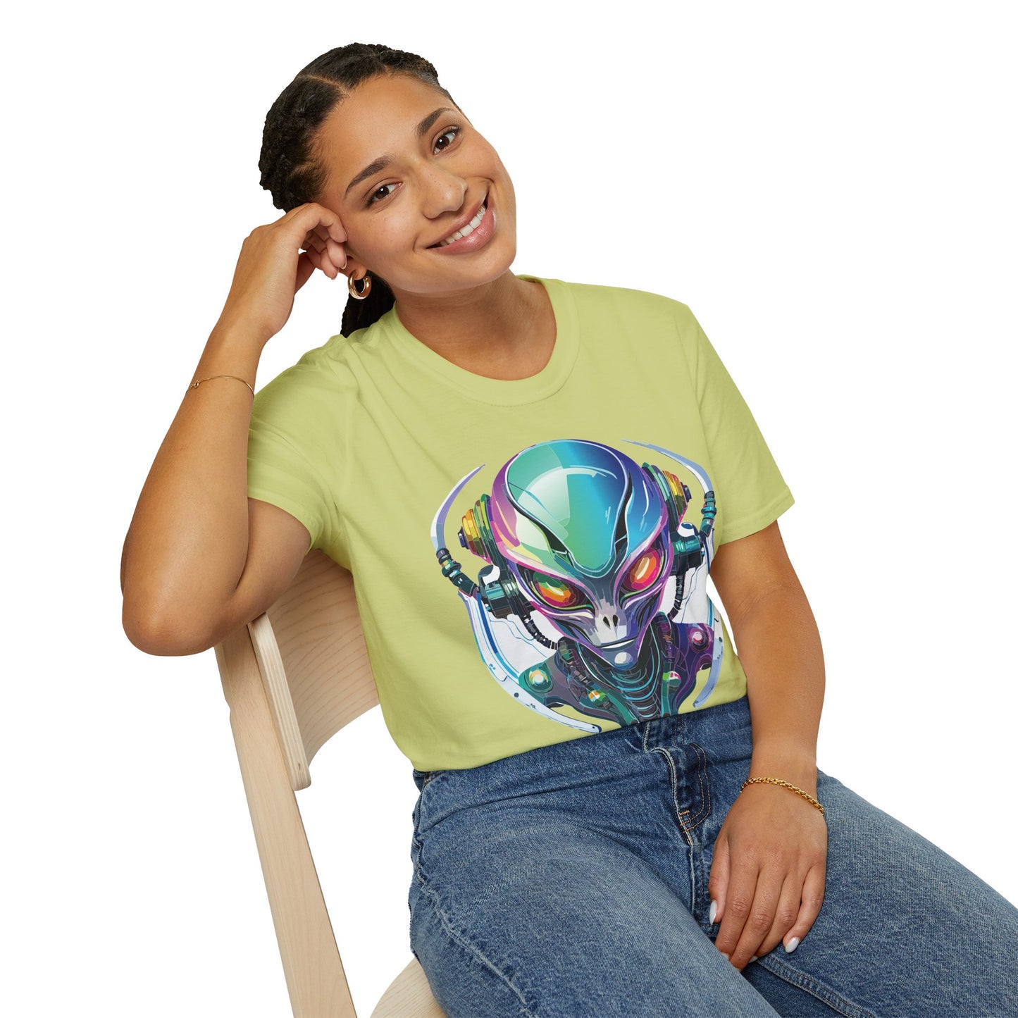 Alien Cosmos T Shirt Unisex Softstyle 64000 Tee With Alien Space Design 100 Percent Ringspun Cotton