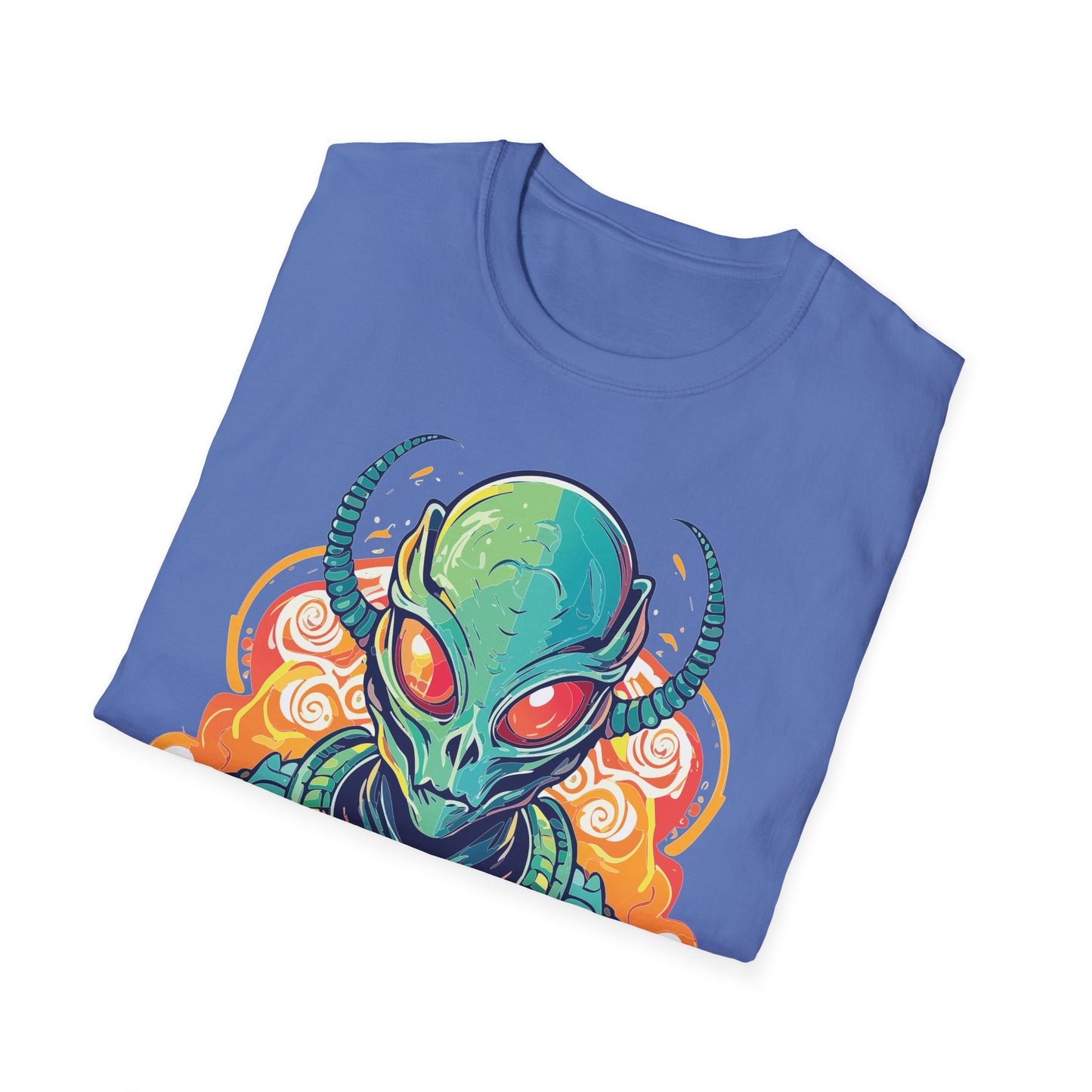 Cosmos Alien T Shirt Unisex Softstyle Cotton Tee With Space Artwork Graphic Design