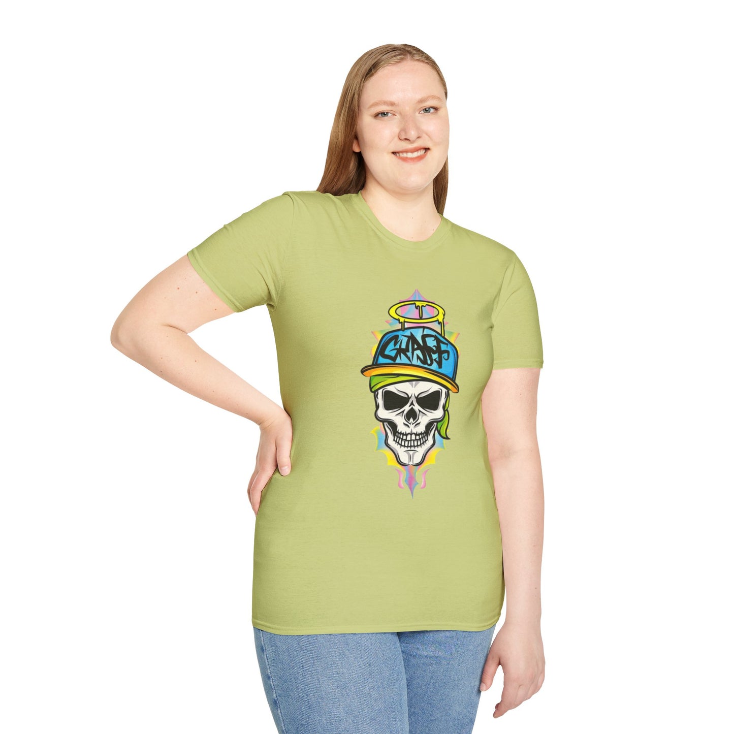 Unisex Skull Graphic Tee Shirt With Skeleton Design Softstyle 64000 100 Percent Ring Spun Cotton