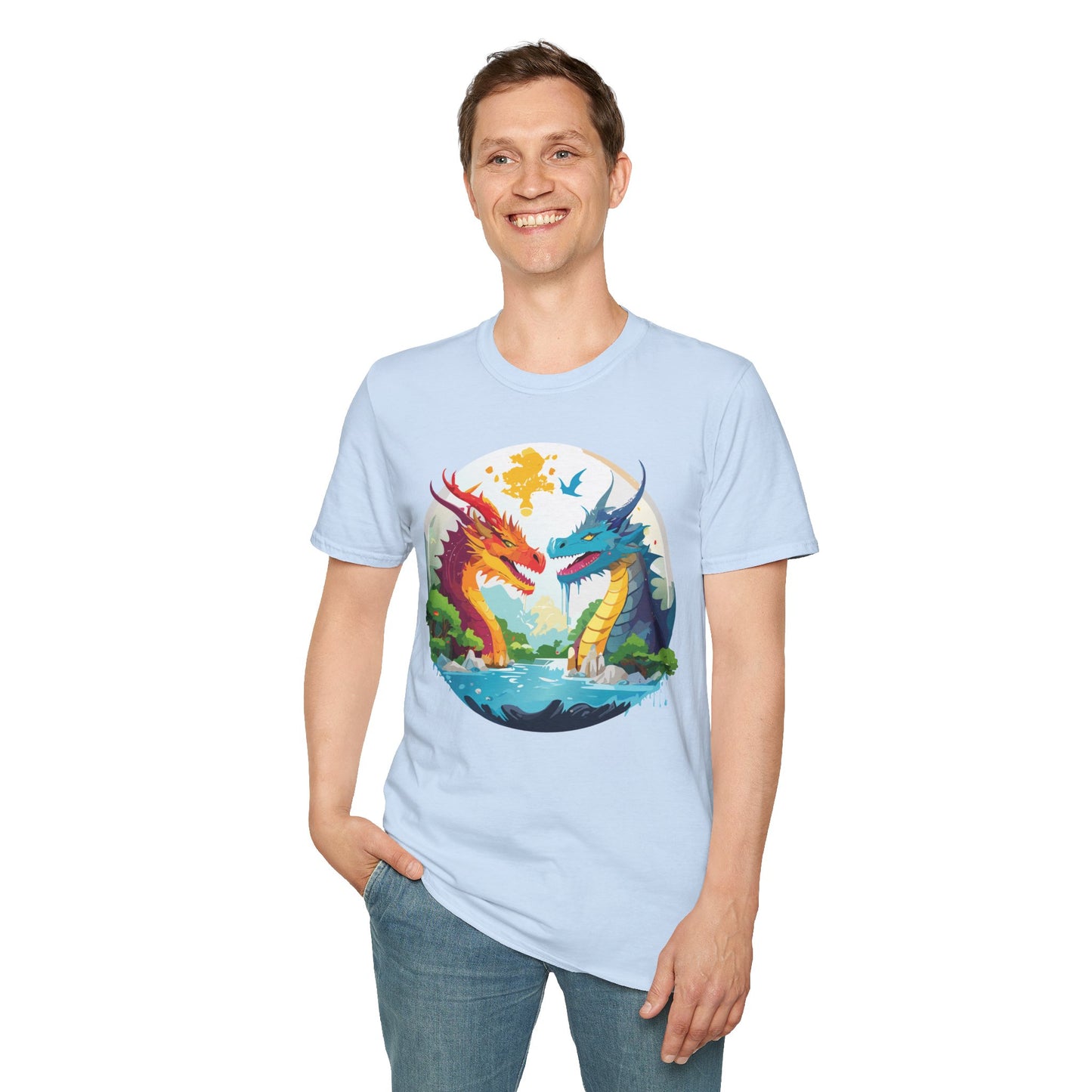 Dragon T Shirt Unisex Gildan Softstyle 64000 100 Percent Cotton Animal Print Tee Artwork