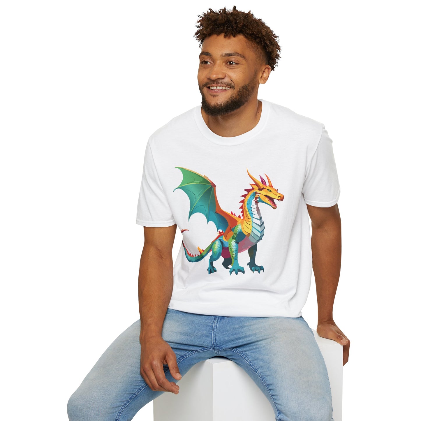 Dragon T Shirt Unisex Animal Design Tee Softstyle Gildan 64000 100 Percent Ring Spun Cotton